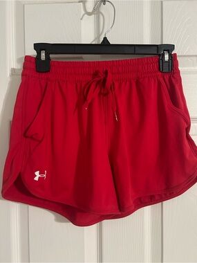 Under Armour Women's Red Athletic Shorts with Drawstring